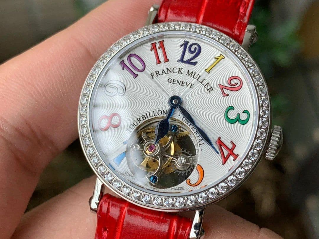 Color Dreams Tourbillon SS Diamond Bezel Arabic Numerals Markers on Red Croco Leather Strap Color Dreams Tourbillon SS Diamond Bezel Arabic Numerals Markers on Red Croco Leather Strap