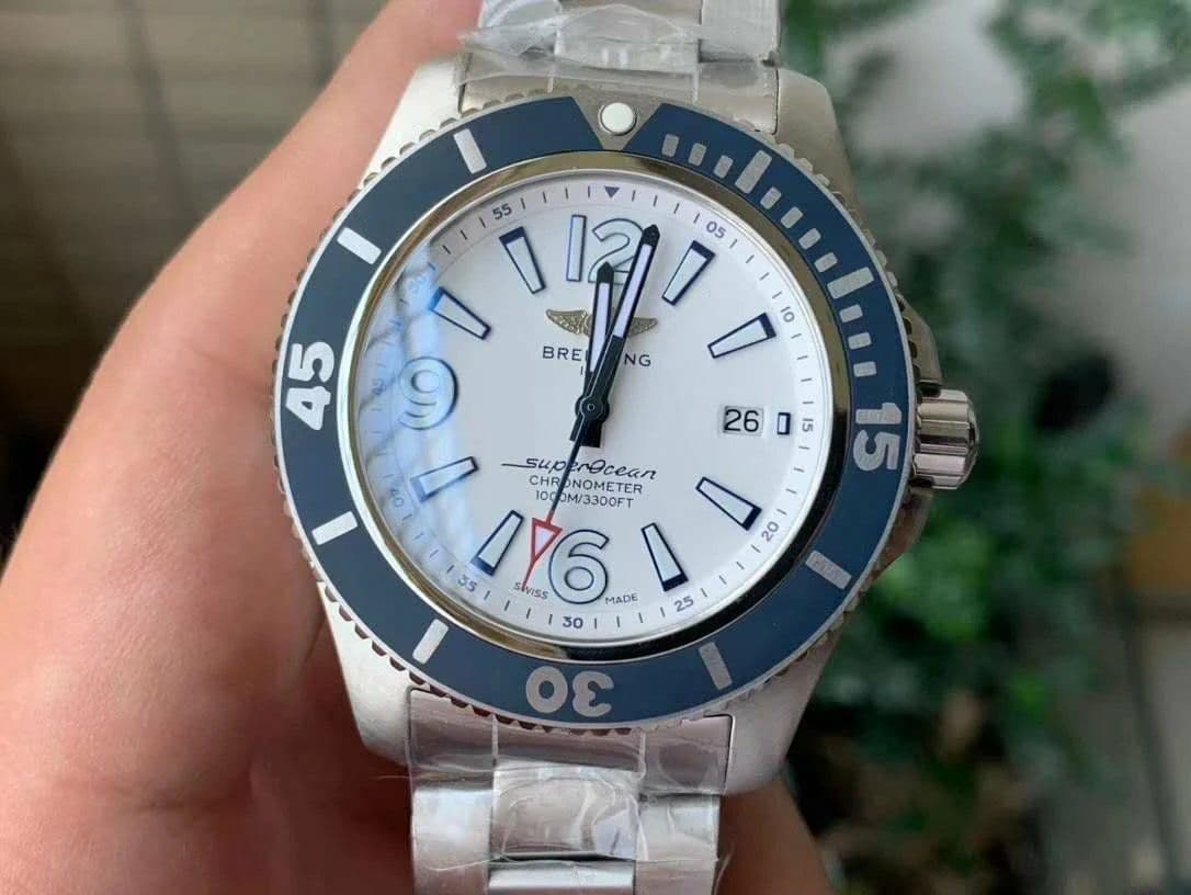 Superocean Automatic 44 TF 1:1 Best Edition White Dial Blue Bezel on SS Bracelet A2824 Superocean Automatic 44 TF 1:1 Best Edition White Dial Blue Bezel on SS Bracelet A2824