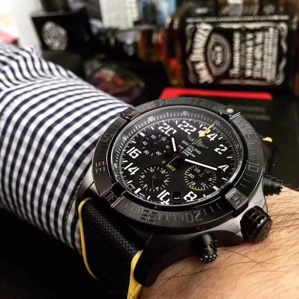 Breitling Avenger Black Dial on Black Nylon Strap