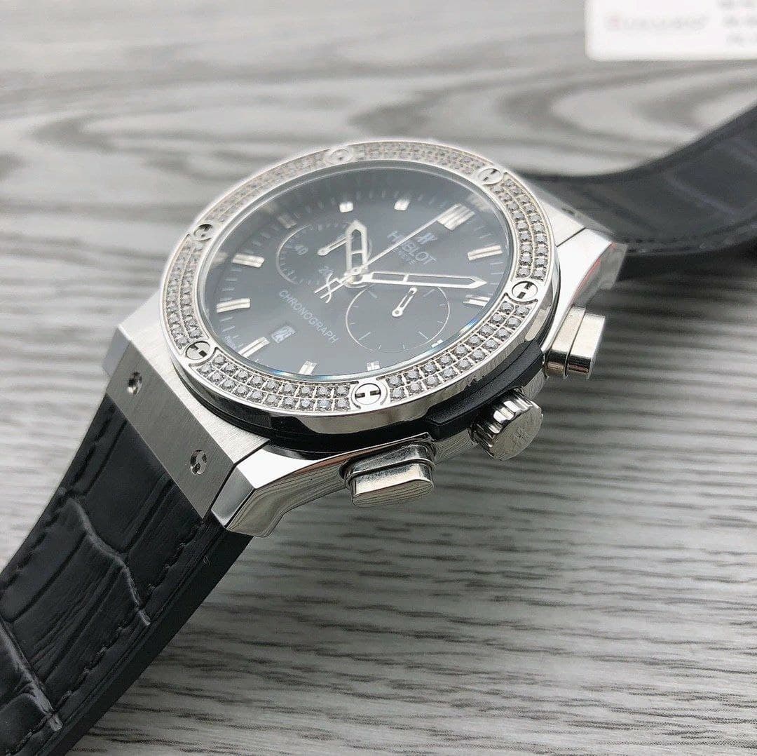 Hublot Black Diamond Chrono on Black Leather Strap