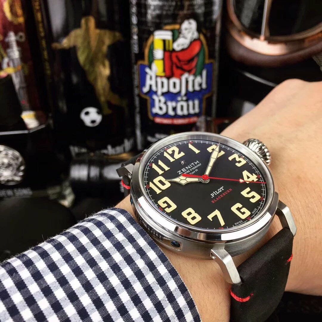 Zenith Pilot Silver Case Black Dial
