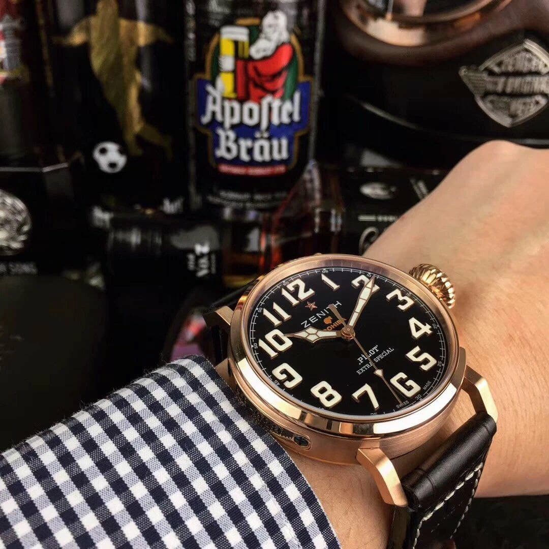 Zenith Pilot Gold Case Black Dial Chrono