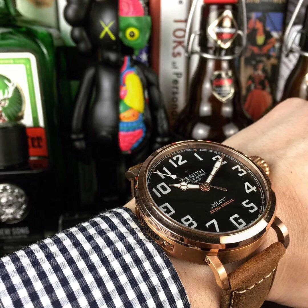 Zenith Pilot Gold Case Black Dial Chrono