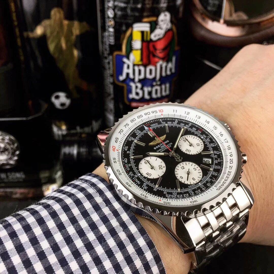 Breitling Navitimer Black Dial on SS Strap