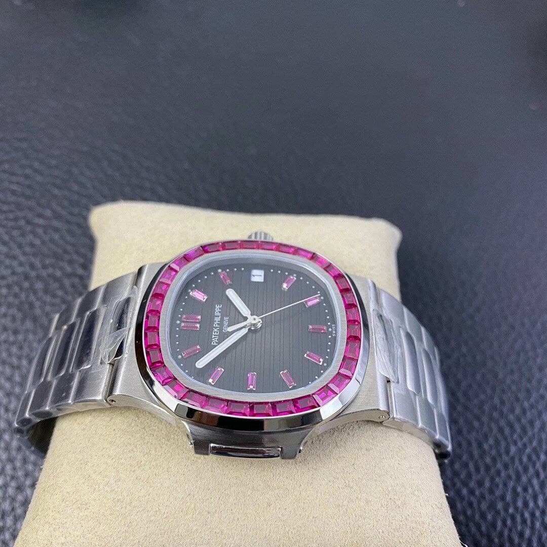 Nautilus Jumbo 5711 PF 1:1 Best Edition Black Textured Dial Diamonds Bezel on SS Bracelet A324 Nautilus Jumbo 5711 PF 1:1 Best Edition Black Textured Dial Diamonds Bezel on SS Bracelet A324