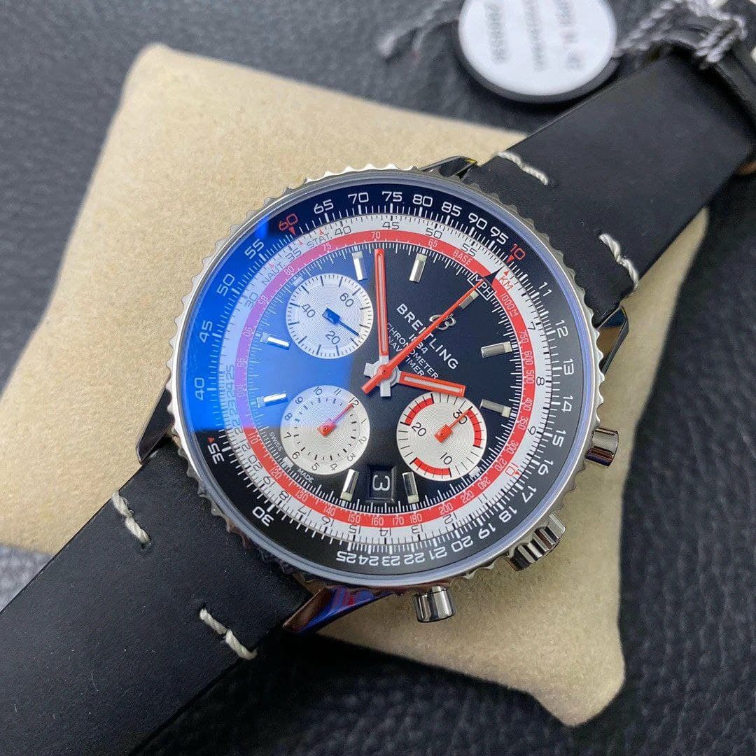 Navitimer B01 Chronograph 43 TWA Editioin SS OXF Black Dial Steel Markers on Black Leather Strap Navitimer B01 Chronograph 43 TWA Editioin SS OXF Black Dial Steel Markers on Black Leather Strap
