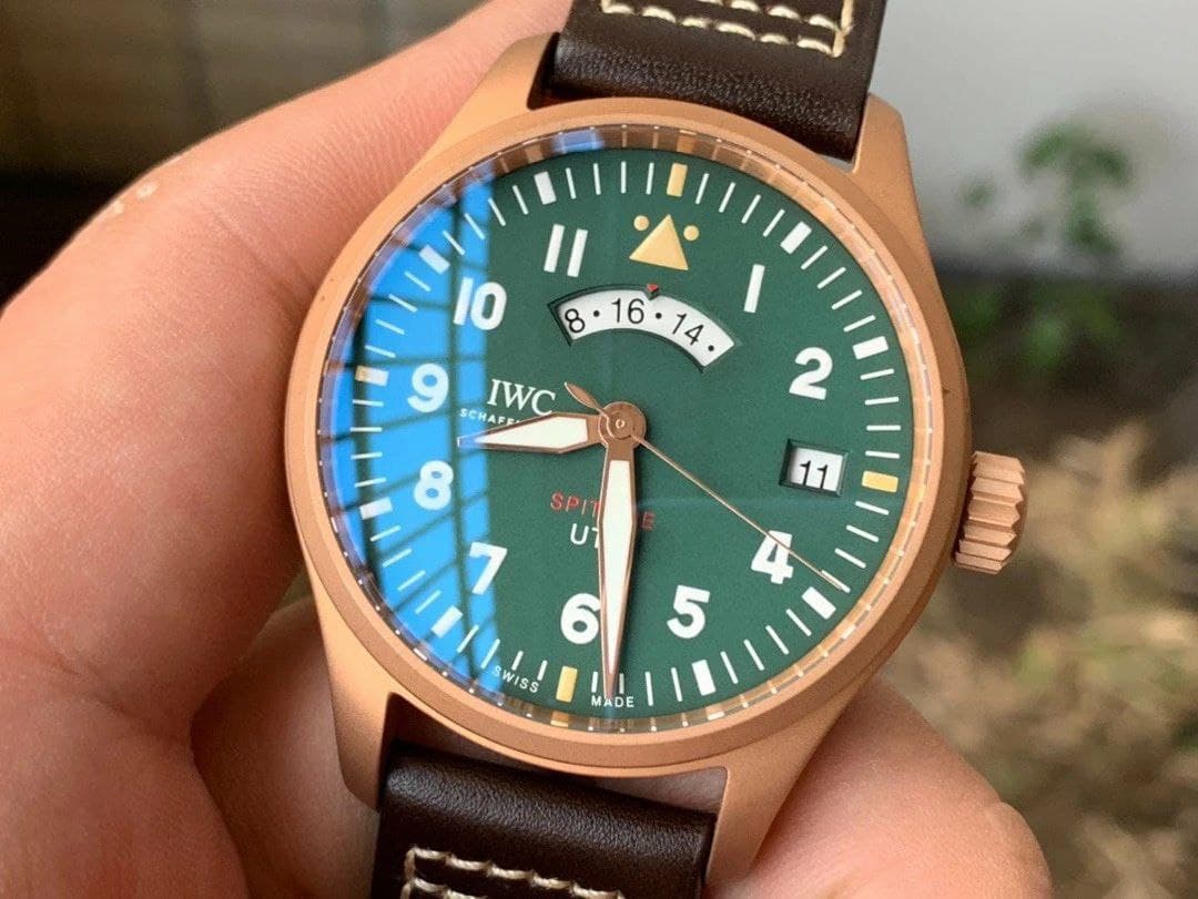 Pilot UTC Spitfire MJ271Bronze ZF 1:1 Best Edition Green Dial on Brown Leather Strap Pilot UTC Spitfire MJ271Bronze ZF 1:1 Best Edition Green Dial on Brown Leather Strap