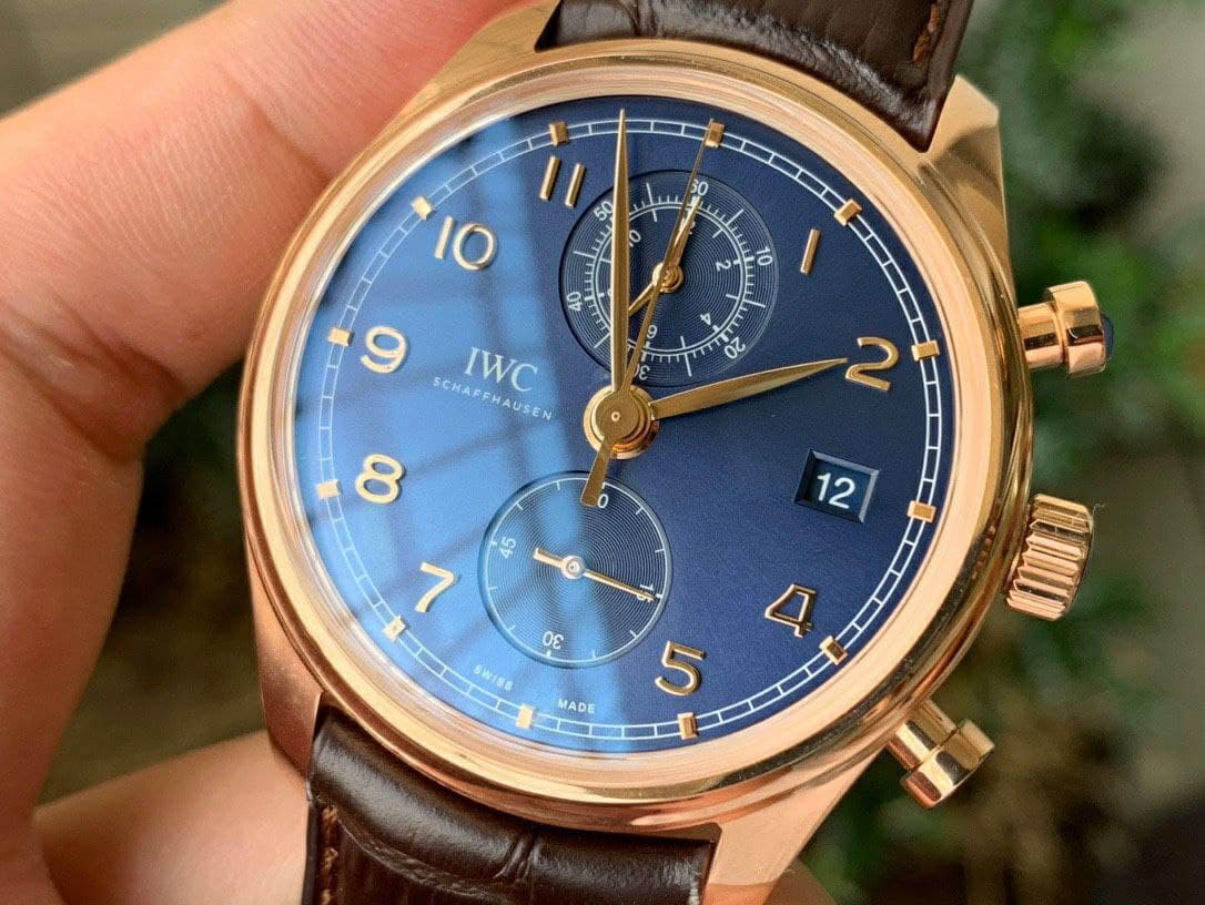 Portugieser Chrono Classic 42 RG IW3903 1:1 Best Edition Blue Dial on Brown Leather Strap Portugieser Chrono Classic 42 RG IW3903 1:1 Best Edition Blue Dial on Brown Leather Strap