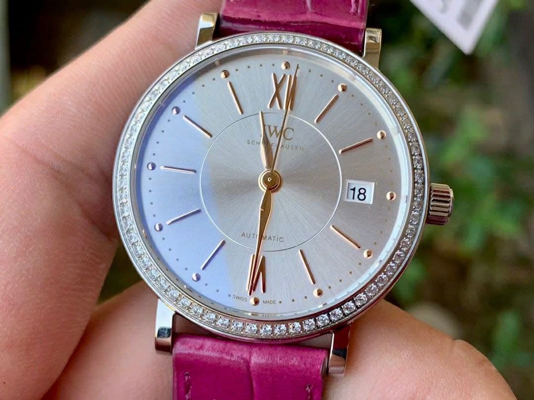 Portofino 37mm SS V7F 1:1 Best Edition White Dial Diamonds Bezel on Pink Leather Portofino 37mm SS V7F 1:1 Best Edition White Dial Diamonds Bezel on Pink Leather