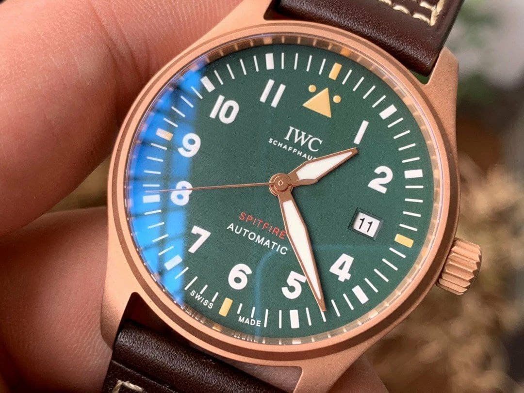 IWC Spitfire Automatic Bronze IW326802 MKF 1:1 Best Edition Green Dial on Brown Leather Strap MIYOTA 9015 IWC Spitfire Automatic Bronze IW326802 MKF 1:1 Best Edition Green Dial on Brown Leather Strap MIYOTA 9015