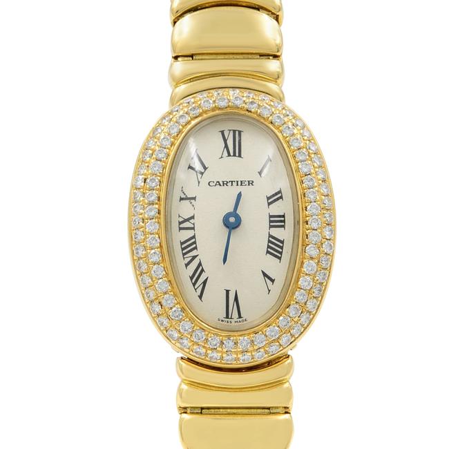 Cartier Gold and Diamond Baignore Wb5094wi Quartz Oval Face Watch Cartier Gold and Diamond Baignore Wb5094wi Quartz Oval Face Watch