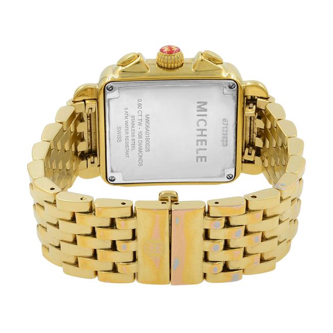 Michele Mother Of Pearl Deco 33mm Steel Gold Tone Diamond 0.60cttw Mw06a01b0025 Watch Michele Mother Of Pearl Deco 33mm Steel Gold Tone Diamond 0.60cttw Mw06a01b0025 Watch