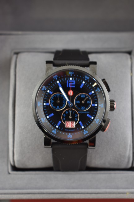 Michele Black Blue Sail Techno Large Sport Silicone Strap 42 Mww01k000037 Watch Michele Black Blue Sail Techno Large Sport Silicone Strap 42 Mww01k000037 Watch