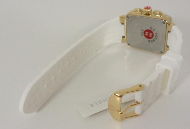 Michele White/Gold Mww06l000013 Womens Square Park Chronograph Dial Silicon Watch Michele White/Gold Mww06l000013 Womens Square Park Chronograph Dial Silicon Watch