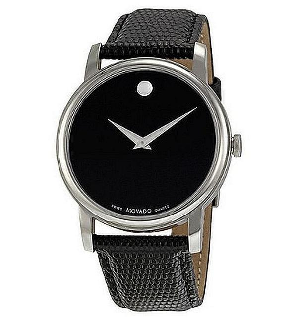Movado Black Museum Embossed Leather Strap Stainless Steel 2100002 Watch Movado Black Museum Embossed Leather Strap Stainless Steel 2100002 Watch