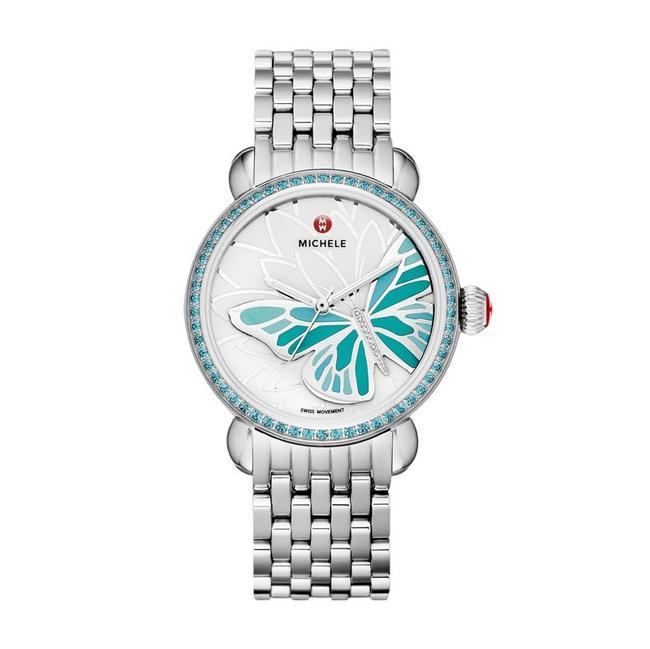 Michele Silver Csx Garden Party Stainless Steel Diamond Butterfly Mww05d000021 Watch Michele Silver Csx Garden Party Stainless Steel Diamond Butterfly Mww05d000021 Watch