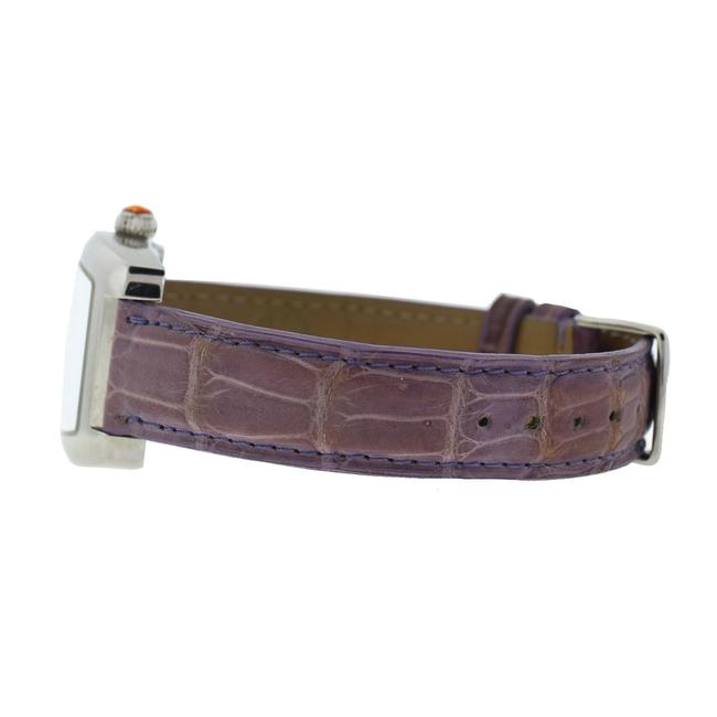 Michele White Mini Urban Purple Alligator Leather Strap Ladies Watch Michele White Mini Urban Purple Alligator Leather Strap Ladies Watch