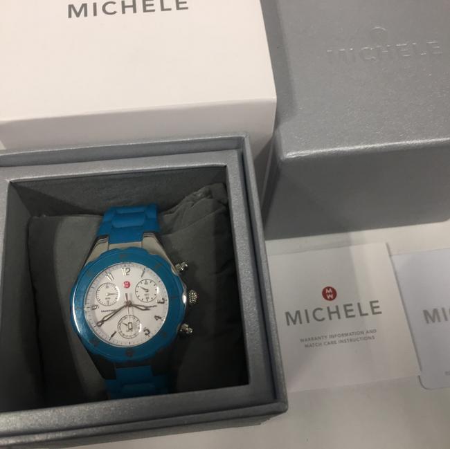 Michele Blue Jelly Mww12d000004 Womens tahitian Bean Quartz Stainless Steel and Rubber Dress Watch Michele Blue Jelly Mww12d000004 Womens tahitian Bean Quartz Stainless Steel and Rubber Dress Watch