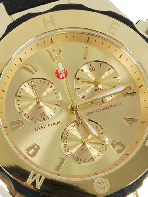 Michele Gold Black Jelly Tahitian Bean Large Tone Dial Watch Michele Gold Black Jelly Tahitian Bean Large Tone Dial Watch