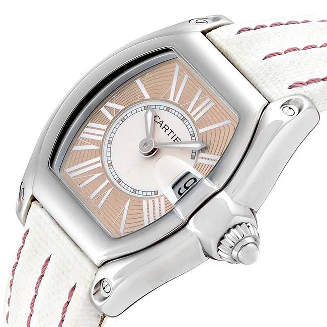 Cartier Coral Pink Stainless Steel Roadster and Canvas W62054v3 Womens Wristwatch 36 X 30mm Watch Cartier Coral Pink Stainless Steel Roadster and Canvas W62054v3 Womens Wristwatch 36 X 30mm Watch