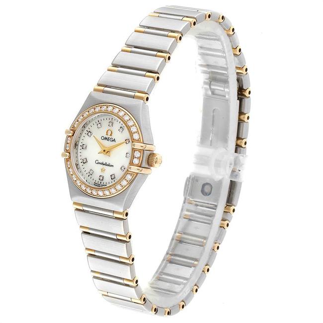 Omega Mop Diamonds Pave 18k Yellow Gold and Stainless Steel Constellation 1367.75.00 Womens Wristwatch 22.5 Mm Watch Omega Mop Diamonds Pave 18k Yellow Gold and Stainless Steel Constellation 1367.75.00 Womens Wristwatch 22.5 Mm Watch