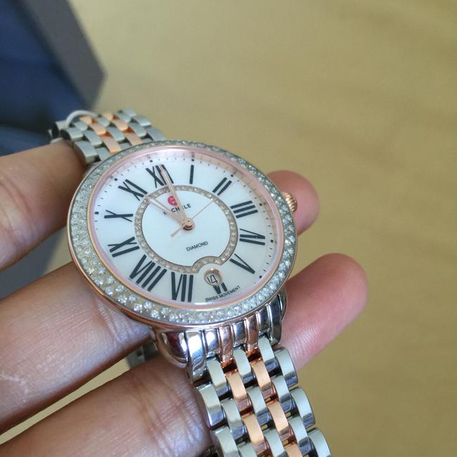 Michele Rose-gold/ Silver Nwot Serein 16 Diamond Two-tone Diamond Mw21b01d2963 Watch Michele Rose-gold/ Silver Nwot Serein 16 Diamond Two-tone Diamond Mw21b01d2963 Watch
