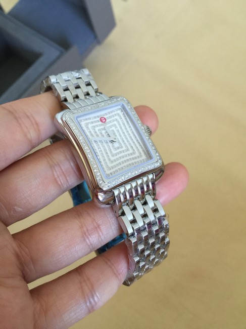 Michele Silver Deco Moderne 2 Diamond with Pave Face Mww06y000023 Watch Michele Silver Deco Moderne 2 Diamond with Pave Face Mww06y000023 Watch