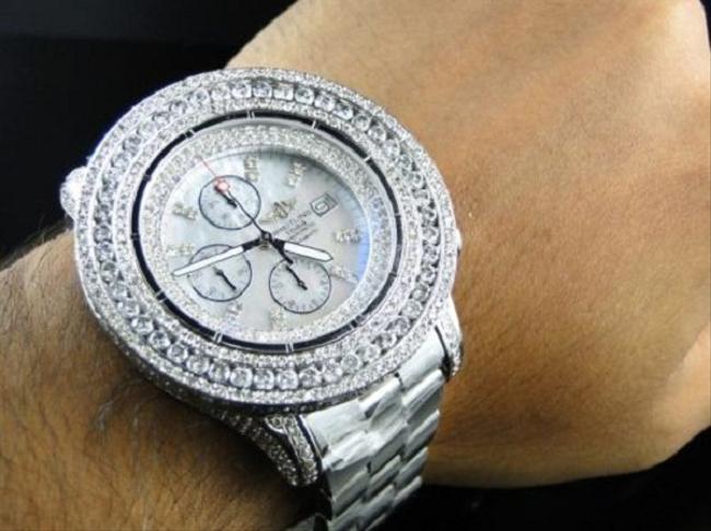 Breitling Stainless Steel XL Custom Mens Super Avenger 3 Row Diamond 23 Ct Watch Breitling Stainless Steel XL Custom Mens Super Avenger 3 Row Diamond 23 Ct Watch