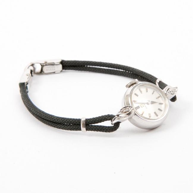 Omega 14k White Gold Leather Vintage Womens Timeless Wristwatch Watch Omega 14k White Gold Leather Vintage Womens Timeless Wristwatch Watch