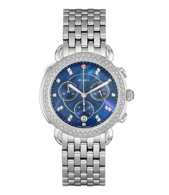 Michele Silver Sidney Blue Mother Of Pearl Womens Diamond Mww30a000009 Watch Michele Silver Sidney Blue Mother Of Pearl Womens Diamond Mww30a000009 Watch