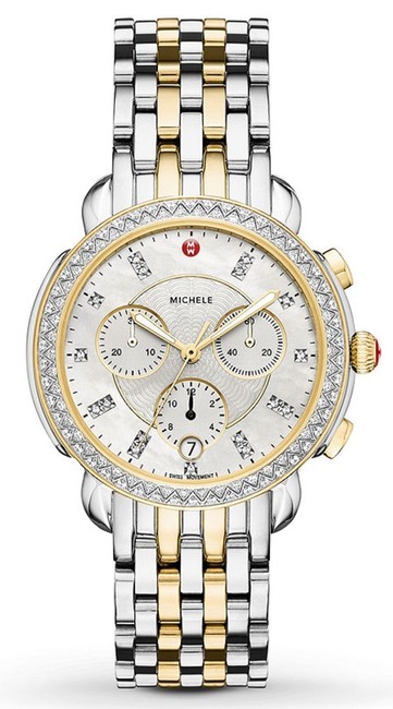 Michele Two Tone Sidney 18k Gold Mother Of Pearl Diamond Mww30a000005 Watch Michele Two Tone Sidney 18k Gold Mother Of Pearl Diamond Mww30a000005 Watch