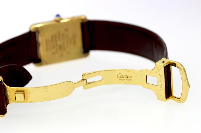 Cartier Brown Sterling Silver Tank Vermeil Mens Or Womens Quartz 580005 Watch Cartier Brown Sterling Silver Tank Vermeil Mens Or Womens Quartz 580005 Watch