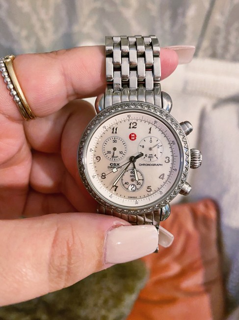 Michele Silver and Diamond 36mm Csx Metal Band Small Womens Watch Michele Silver and Diamond 36mm Csx Metal Band Small Womens Watch