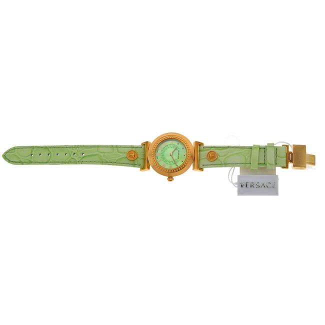 Versace Gold Tone Steel New Vanity P5q80d220 S220 Green Quartz Watch Versace Gold Tone Steel New Vanity P5q80d220 S220 Green Quartz Watch