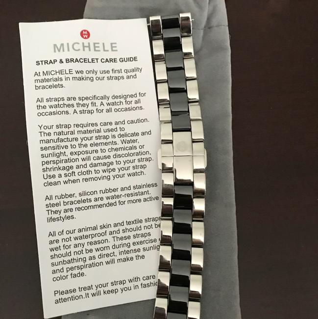 Michele Silver 18mm and Black Band Watch Michele Silver 18mm and Black Band Watch