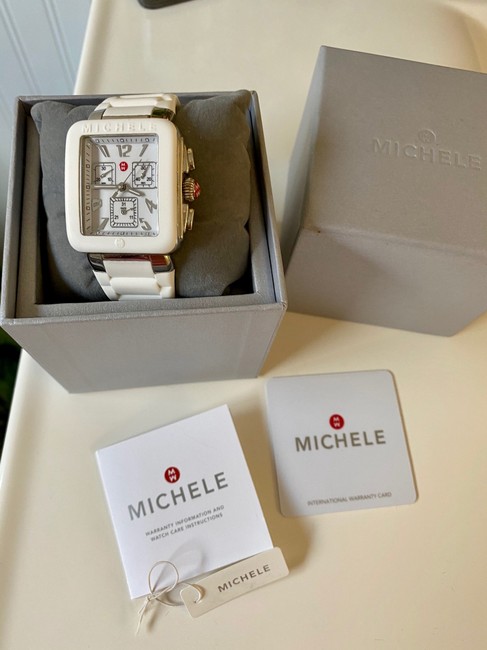 Michele White Jelly Womens Park Bean Casual Watch Michele White Jelly Womens Park Bean Casual Watch