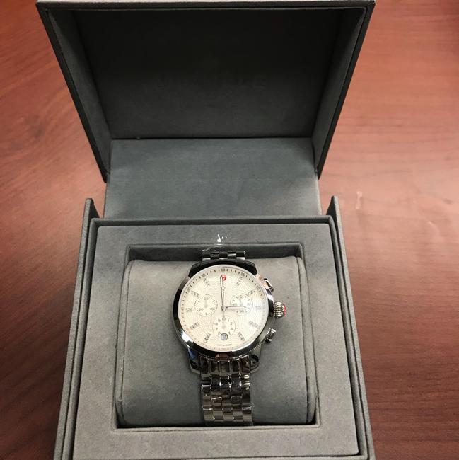Michele Silver Uptown 28 Diamond Dial Case and Bracelet Watch Michele Silver Uptown 28 Diamond Dial Case and Bracelet Watch