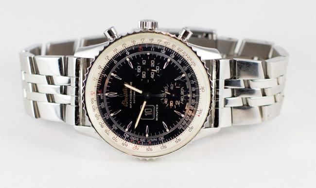 Breitling Silver Spatiographe Montbrillant Navitimer 10 Min Chronograph Watch Breitling Silver Spatiographe Montbrillant Navitimer 10 Min Chronograph Watch