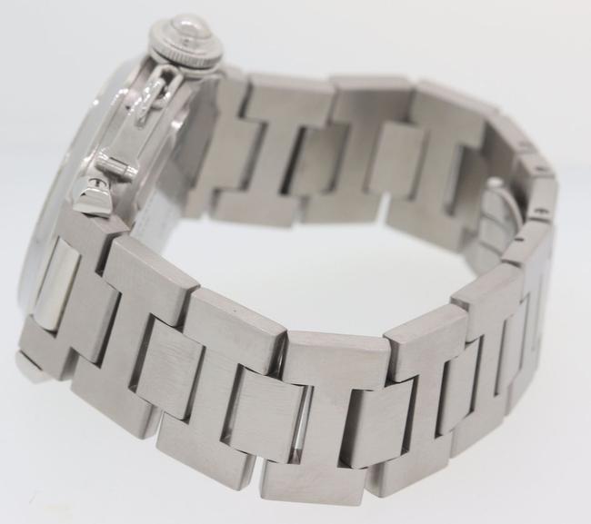 Cartier Silver W Pasha Steel Date Arabic Dial 35mm 2324 Pouch Watch Cartier Silver W Pasha Steel Date Arabic Dial 35mm 2324 Pouch Watch