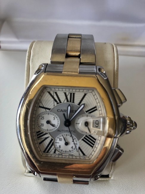 Cartier Gold and Silver XL Chronograph Roadster Dual Tone Watch Cartier Gold and Silver XL Chronograph Roadster Dual Tone Watch