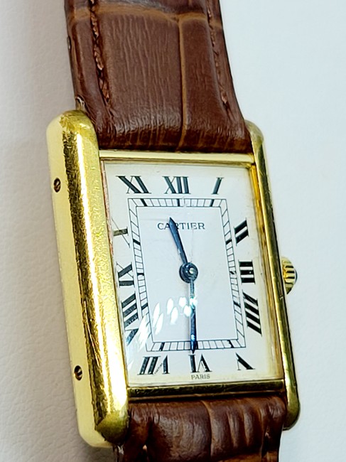Cartier Gold Brown Swiss Tank Ladies Vintage Watch Cartier Gold Brown Swiss Tank Ladies Vintage Watch