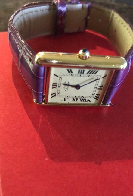 Cartier Gold Brown Tank Large Unisex 18k Argent Watch Cartier Gold Brown Tank Large Unisex 18k Argent Watch