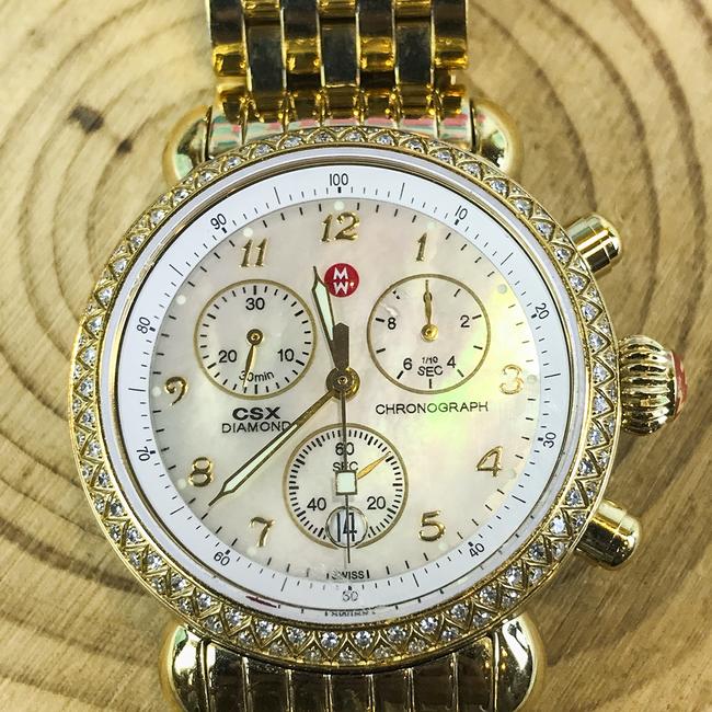 Michele Gold Stainless Steel Chronograph Csx Diamond Womens Watch Michele Gold Stainless Steel Chronograph Csx Diamond Womens Watch