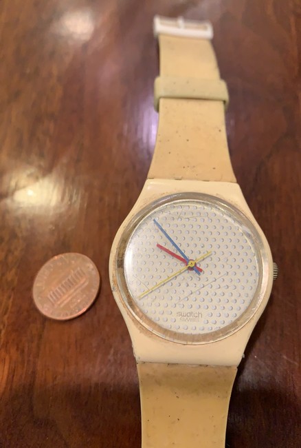 Swatch White Blue Yellow Red Grey Vintage Watch Swatch White Blue Yellow Red Grey Vintage Watch
