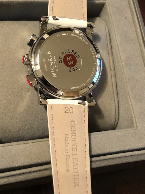 Michele Black/White Sport Sail Dial Leather Strap Watch Michele Black/White Sport Sail Dial Leather Strap Watch