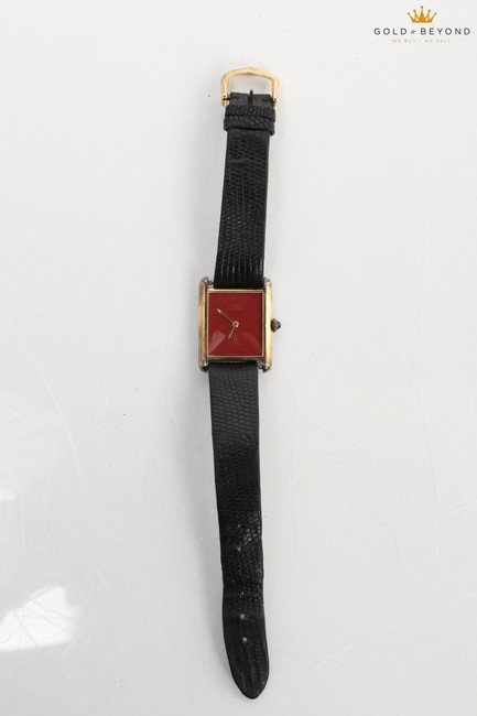 Cartier Gold Plated/ Red Vintage Must De Tank Argent 925 Watch Cartier Gold Plated/ Red Vintage Must De Tank Argent 925 Watch