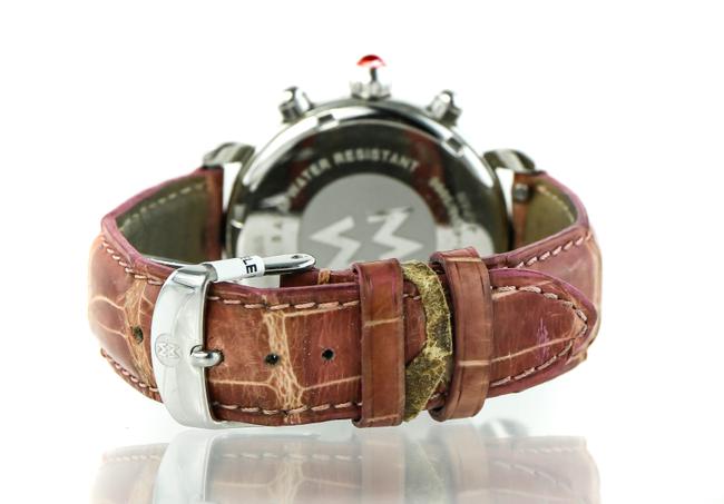 Michele Silver Stainless Steel/ Mop/ Brown Croc Leather Diamond Ladies Watch Michele Silver Stainless Steel/ Mop/ Brown Croc Leather Diamond Ladies Watch
