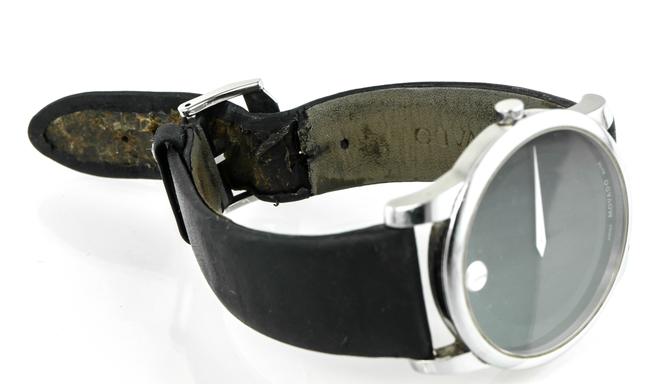 Movado Black Museum Stainless Steel Leather Watch Movado Black Museum Stainless Steel Leather Watch