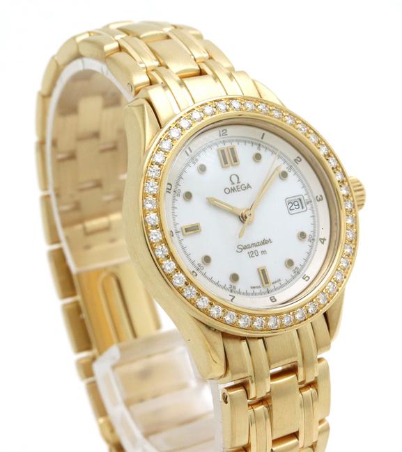 Omega Seamaster 120mm White Dial K18yg Bezel Diamond Ladies Qz Quartz 2175.20 Watch Omega Seamaster 120mm White Dial K18yg Bezel Diamond Ladies Qz Quartz 2175.20 Watch