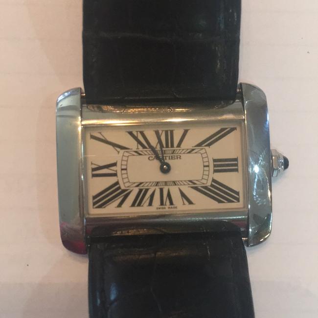 Cartier Silver Black Unisex Tank Divan 2600 Watch Cartier Silver Black Unisex Tank Divan 2600 Watch